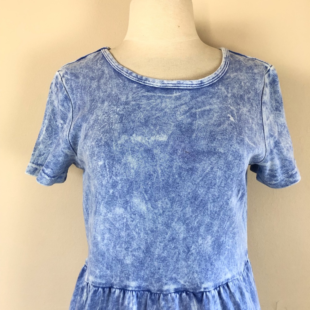 vintage 90s acid washed faux denim jean dress tie dye maxi t shirt grunge y2k - Picture 4 of 10